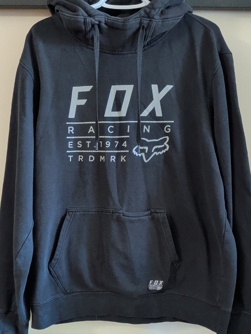 Fox Men’s Black Pullover Hoodie with White Racing Logo